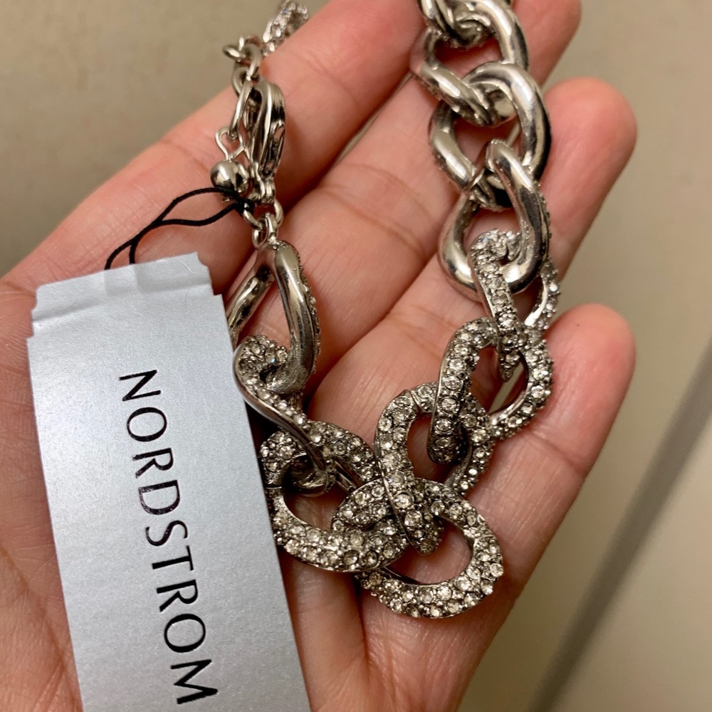 Chunky chain link bracelet pavé diamonds